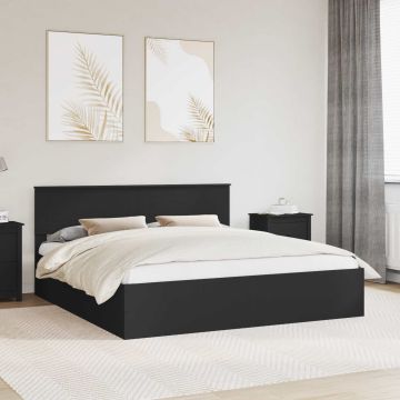 vidaXL Lovos rėmas su galvūgalio Juoda 200 x 200 cm Apdirbta mediena