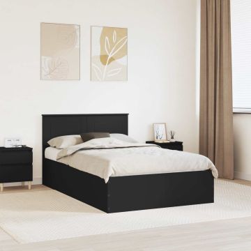 vidaXL Lovos rėmas su galvūgalio Juoda 135 x 190 cm Apdirbta mediena