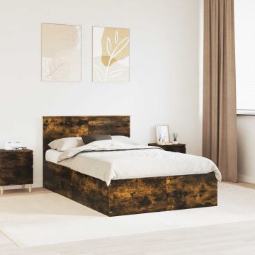 vidaXL Lovos rėmas Rūkyta ąžuolas 135 x 190 cm Apdirbta mediena