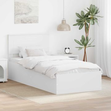vidaXL Lovos rėmas su galvūgalio Balta 120 x 200 cm Apdirbta mediena