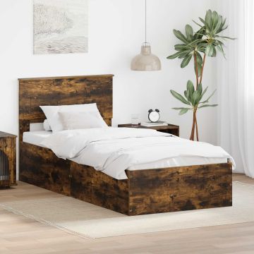 vidaXL Lovos rėmas Rūkyta ąžuolas 90 x 200 cm Apdirbta mediena