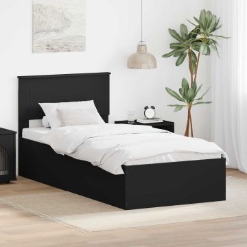 vidaXL Lovos rėmas su galvūgalio Juoda 75 x 190 cm Apdirbta mediena
