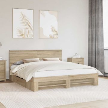 vidaXL Lovos rėmas Sonoma ąžuolas 200 x 200 cm Apdirbta mediena