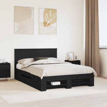 vidaXL Lovos rėmas su galvūgalio Juoda 150 x 200 cm Apdirbta mediena