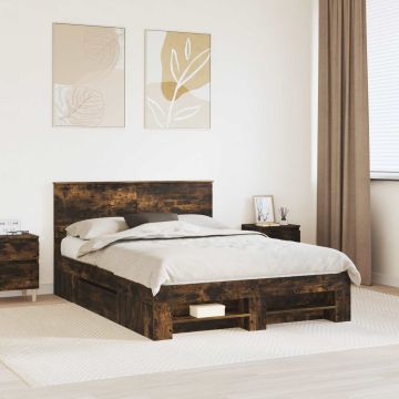 vidaXL Lovos rėmas Rūkyta ąžuolas 140 x 200 cm Apdirbta mediena
