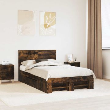 vidaXL Lovos rėmas Rūkyta ąžuolas 137 x 203 cm Apdirbta mediena