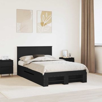 vidaXL Lovos rėmas su galvūgalio Juoda 120 x 200 cm Apdirbta mediena