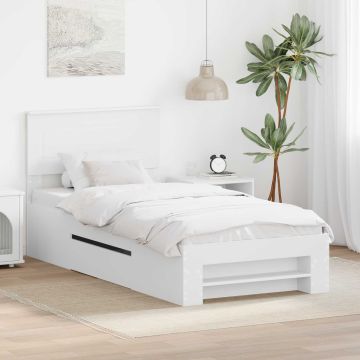 vidaXL Lovos rėmas su galvūgalio Balta 90 x 200 cm Apdirbta mediena