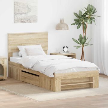 vidaXL Lovos rėmas Sonoma ąžuolas 90 x 200 cm Apdirbta mediena