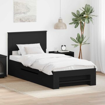 vidaXL Lovos rėmas su galvūgalio Juoda 80 x 200 cm Apdirbta mediena