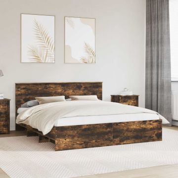 vidaXL Lovos rėmas Rūkyta ąžuolas 180 x 200 cm Apdirbta mediena