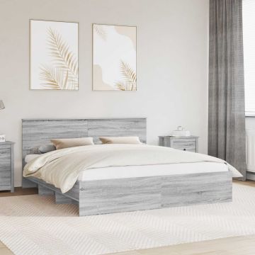 vidaXL Lovos rėmas Pilkas Sonoma 180 x 200 cm Apdirbta mediena