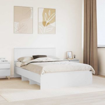 vidaXL Lovos rėmas su galvūgalio Balta 160 x 200 cm Apdirbta mediena