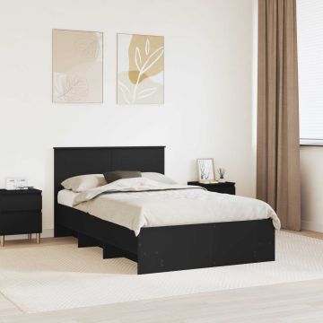 vidaXL Lovos rėmas su galvūgalio Juoda 137 x 203 cm Apdirbta mediena