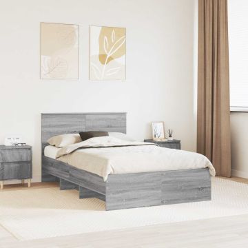 vidaXL Lovos rėmas Pilkas Sonoma 137 x 203 cm Apdirbta mediena