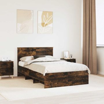 vidaXL Lovos rėmas Rūkyta ąžuolas 120 x 123 cm Apdirbta mediena