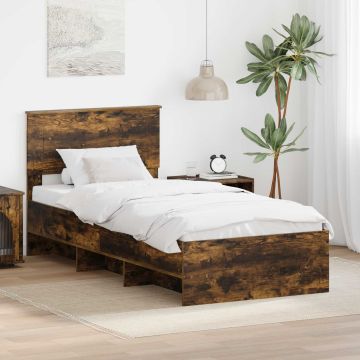vidaXL Lovos rėmas Rūkyta ąžuolas 90 x 200 cm Apdirbta mediena