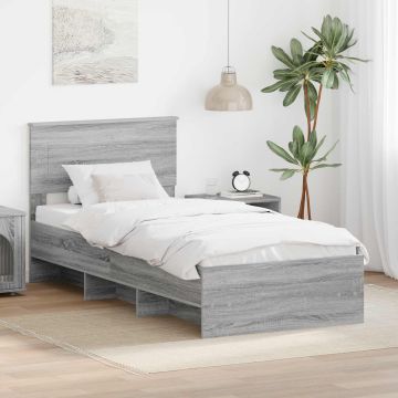 vidaXL Lovos rėmas Pilkas Sonoma 90 x 200 cm Apdirbta mediena