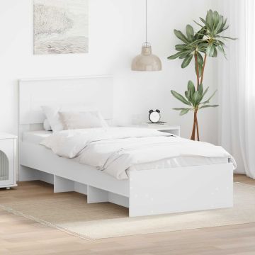 vidaXL Lovos rėmas su galvūgalio Balta 90 x 200 cm Apdirbta mediena
