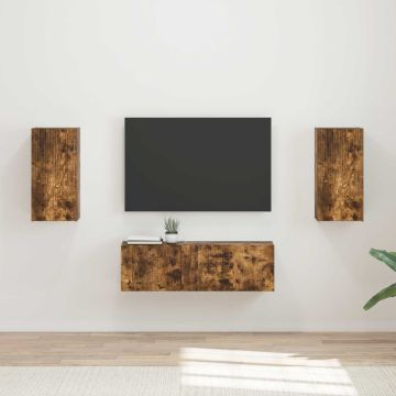 vidaXL TV sieninio kabineto komplektas 4 pcs Rūkyta ąžuolas