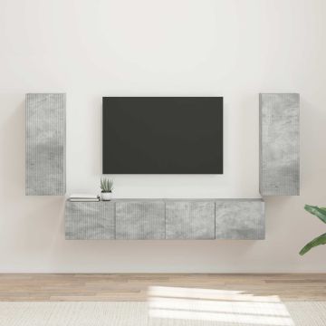vidaXL TV sieninio kabineto komplektas 4 pcs Betono pilka