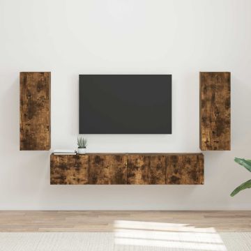 vidaXL TV sieninio kabineto komplektas 4 pcs Rūkyta ąžuolas