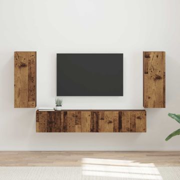 vidaXL TV sieninio kabineto komplektas 4 pcs Senas medis