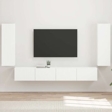 vidaXL TV sieninio kabineto komplektas 4 pcs Balta Apdirbta mediena