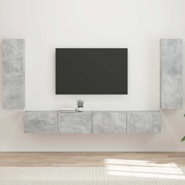 vidaXL TV sieninio kabineto komplektas 4 pcs Betono pilka