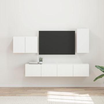 vidaXL TV sieninio kabineto komplektas 4 pcs Balta Apdirbta mediena