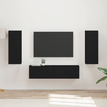 vidaXL TV spintelių komplektas 2 pcs Juoda Apdirbta mediena