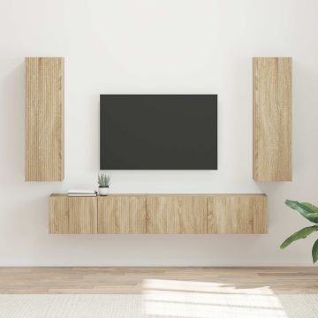 vidaXL TV spintelių komplektas 3 pcs Sonoma ąžuolas Apdirbta mediena