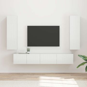 vidaXL TV spintelių komplektas 3 pcs Aukštai blizganti balta