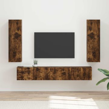 vidaXL TV spintelių komplektas 3 pcs Rūkyta ąžuolas Apdirbta mediena