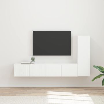 vidaXL TV spintelių komplektas 3 pcs Balta Apdirbta mediena