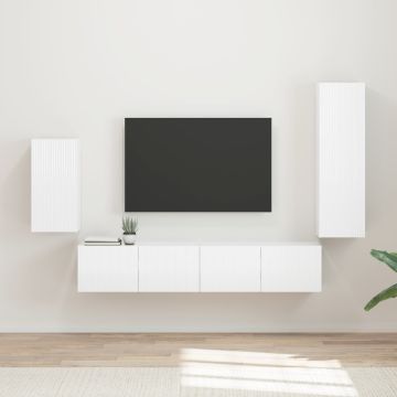 vidaXL TV spintelių komplektas 4 pcs Aukštai blizganti balta