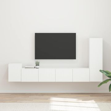 vidaXL TV spintelių komplektas 3 pcs Balta Apdirbta mediena