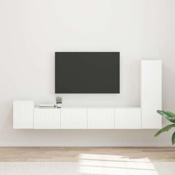 vidaXL TV spintelių komplektas 3 pcs Aukštai blizganti balta