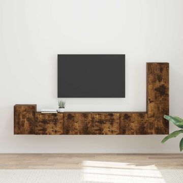 vidaXL TV spintelių komplektas 3 pcs Rūkyta ąžuolas Apdirbta mediena