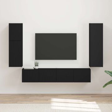 vidaXL TV spintelių komplektas 4 pcs Juoda Apdirbta mediena