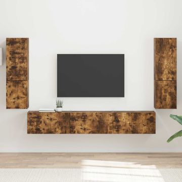 vidaXL TV spintelių komplektas 4 pcs Rūkyta ąžuolas Apdirbta mediena