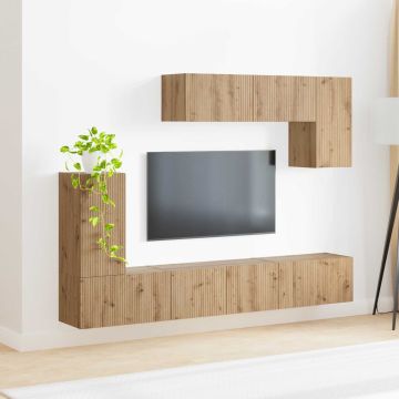 vidaXL TV spintelių komplektas 5 pcs Juoda Apdirbta mediena