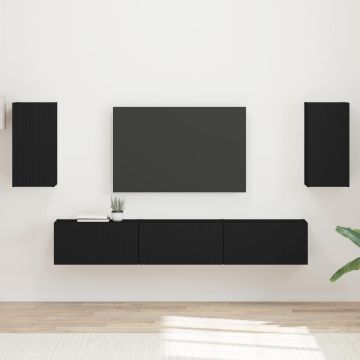 vidaXL TV spintelių komplektas 5 pcs Juoda Apdirbta mediena