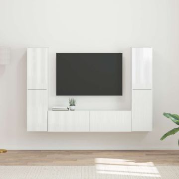 vidaXL TV spintelių komplektas 6 pcs Aukštai blizganti balta