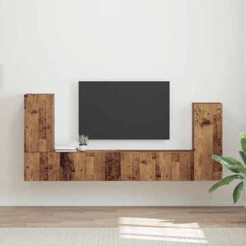 vidaXL TV spintelių komplektas 4 pcs Senovinis medis Apdirbta mediena