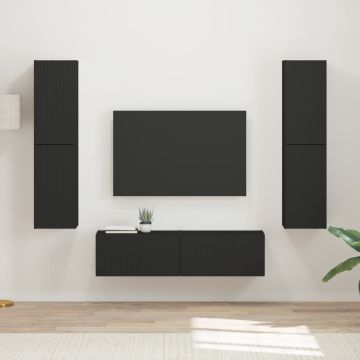 vidaXL TV spintelių komplektas 6 pcs Juoda Apdirbta mediena