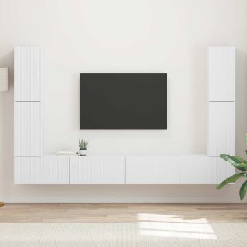 vidaXL TV spintelių komplektas 8 pcs Balta Apdirbta mediena