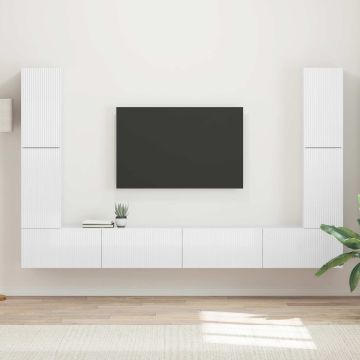 vidaXL TV spintelių komplektas 8 pcs Aukštai blizganti balta