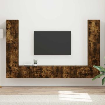 vidaXL TV spintelių komplektas 8 pcs Rūkyta ąžuolas Apdirbta mediena
