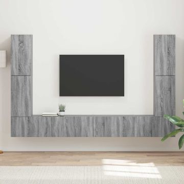 vidaXL TV spintelių komplektas 8 pcs Pilkas Sonoma Apdirbta mediena
